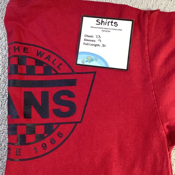 Vans Off The Wall Graphic T-Shirt Men's Casual Tee Red Checkered Logo - Picture 4 of 4